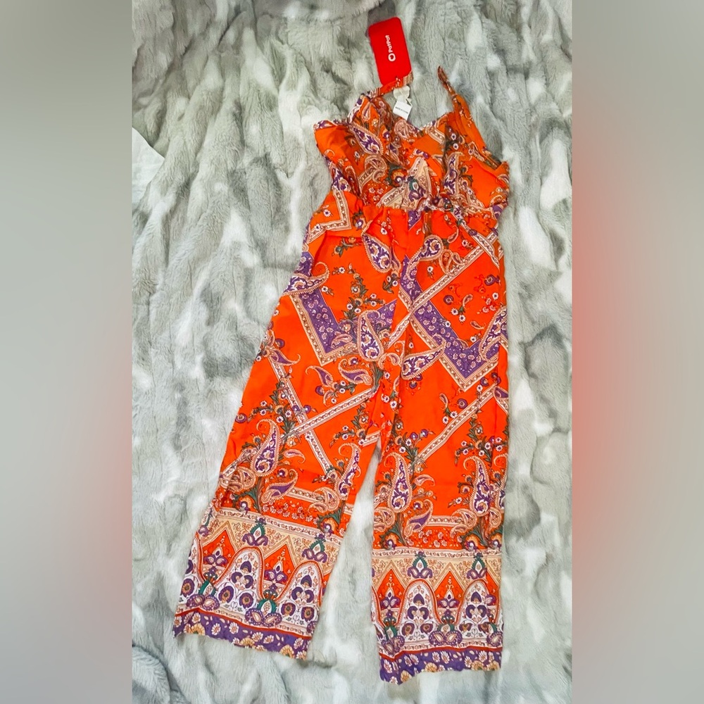 Chic Orange Paisley Jumpsuit